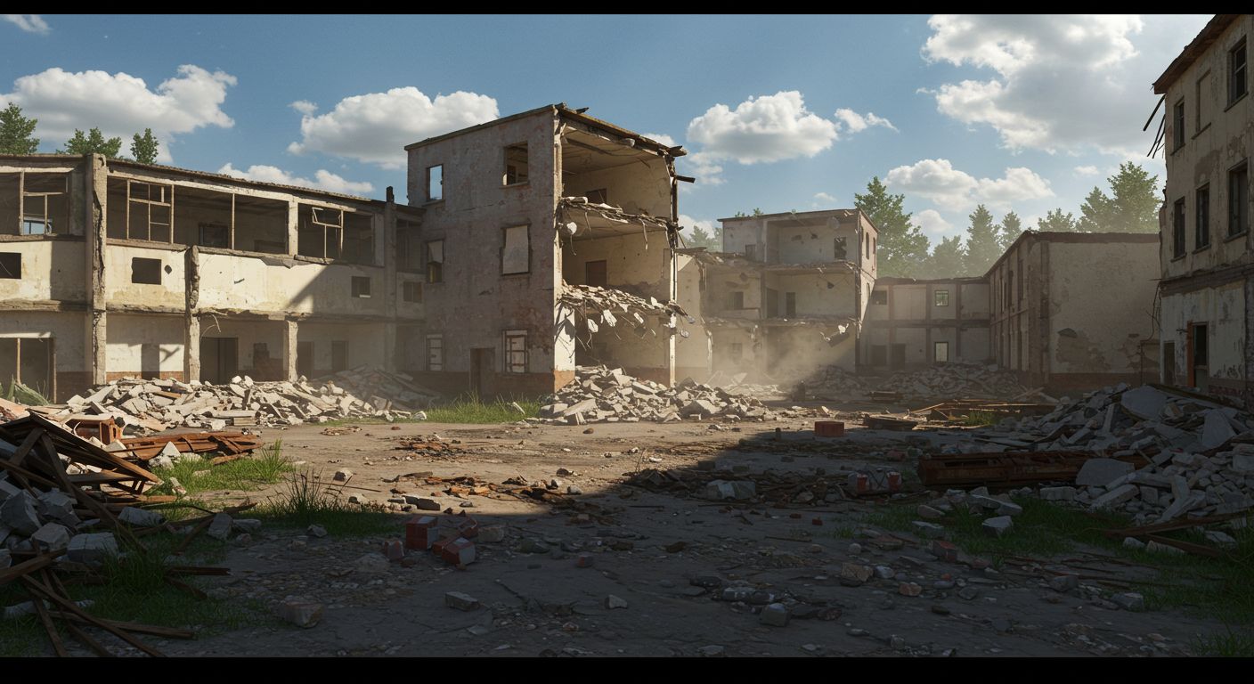 Снос зданий на промышленной площадке