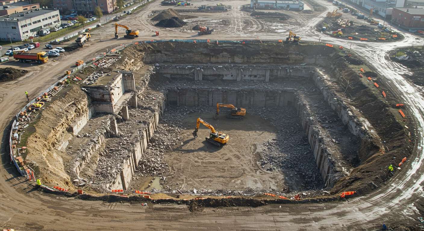 Разработка котлована под промышленное здание с использованием техники