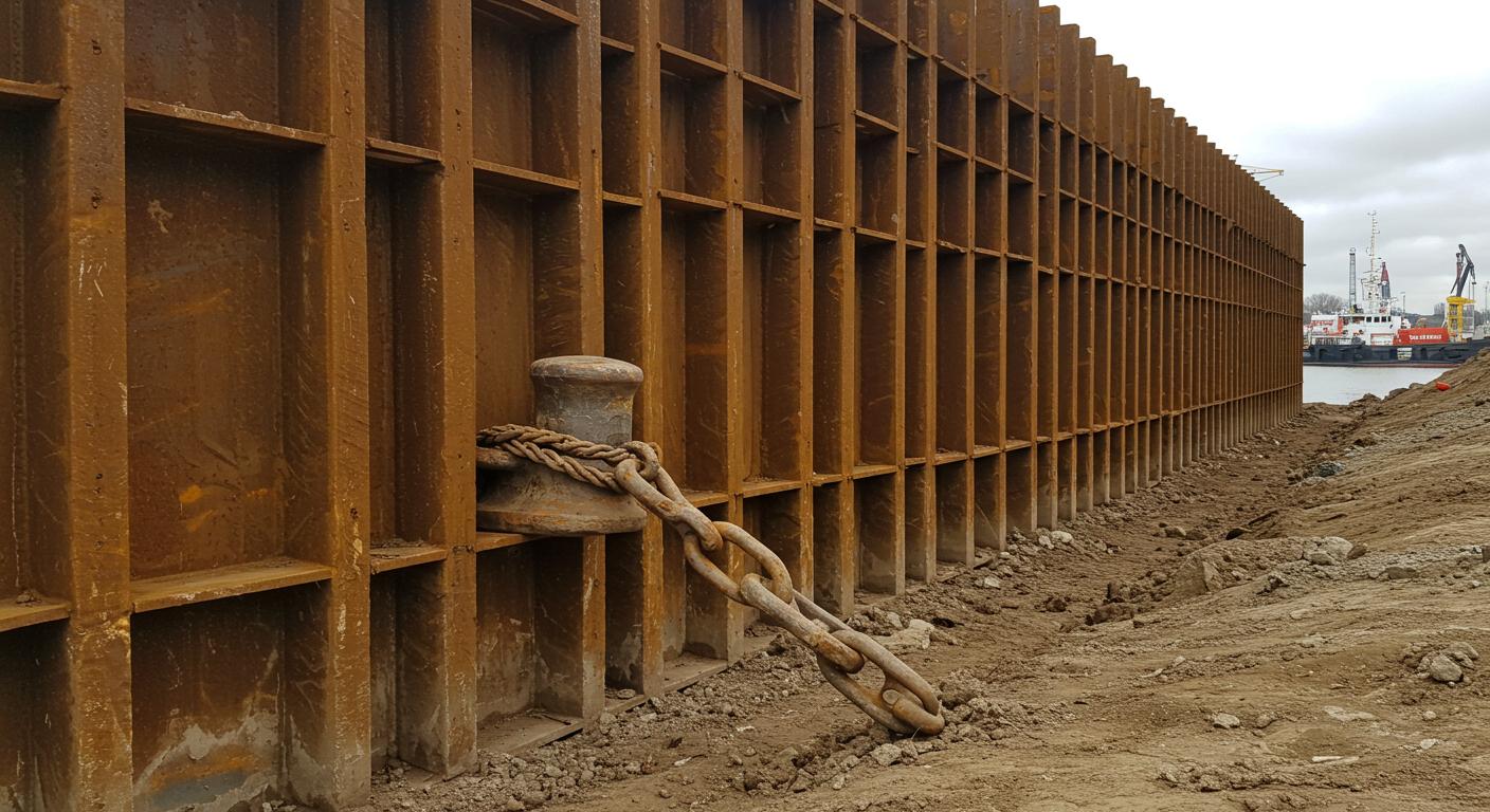 Монтаж металлических свай для котлована