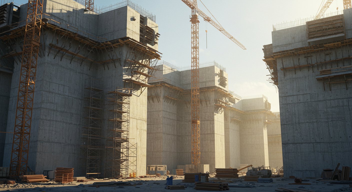 Монолитный ростверк в процессе строительства