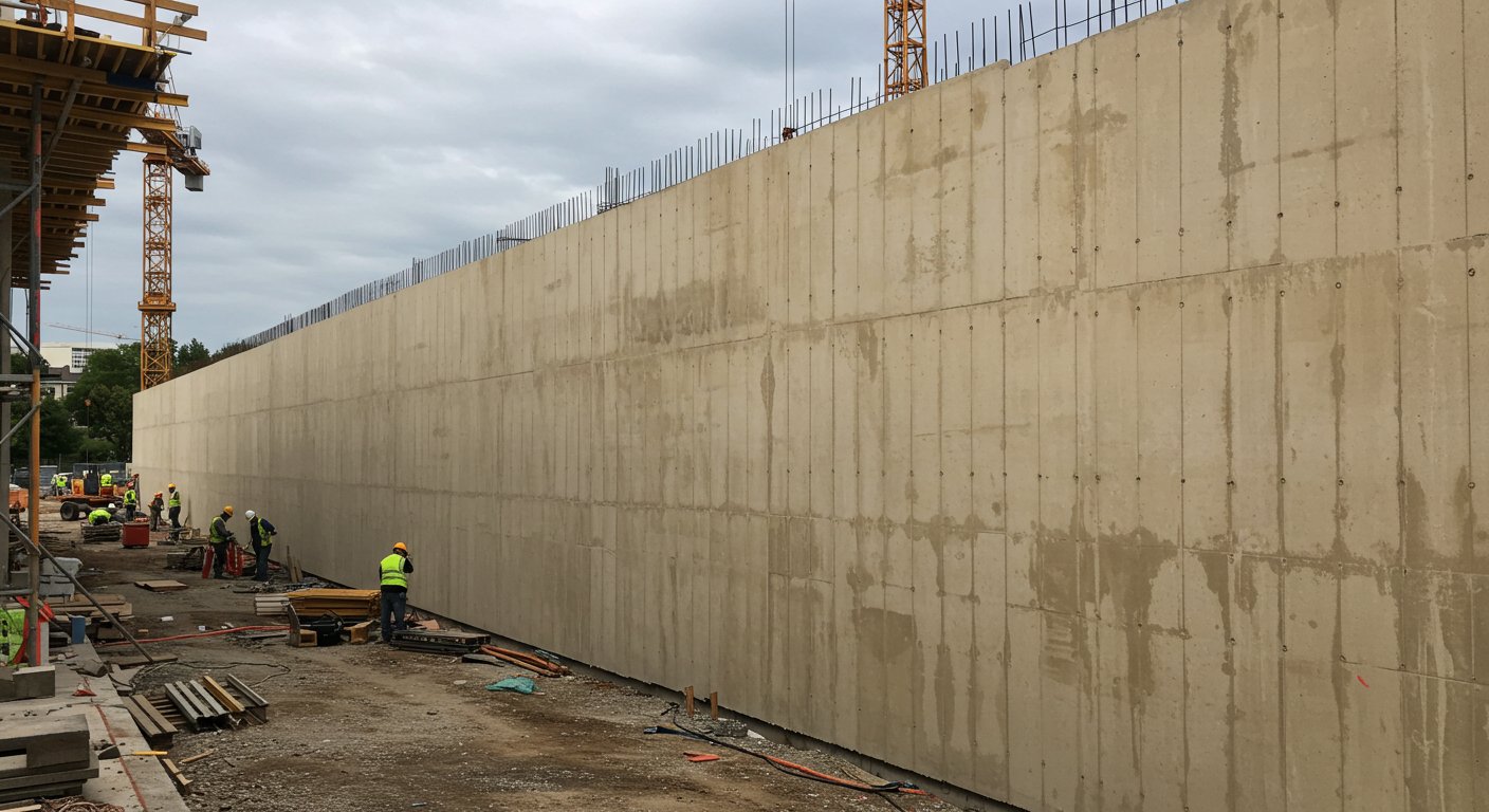 Монолитные фасадные стены на современном здании