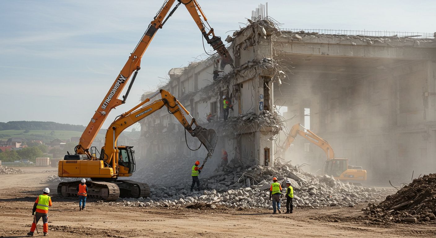 Демонтаж железобетонной конструкции с использованием современной техники