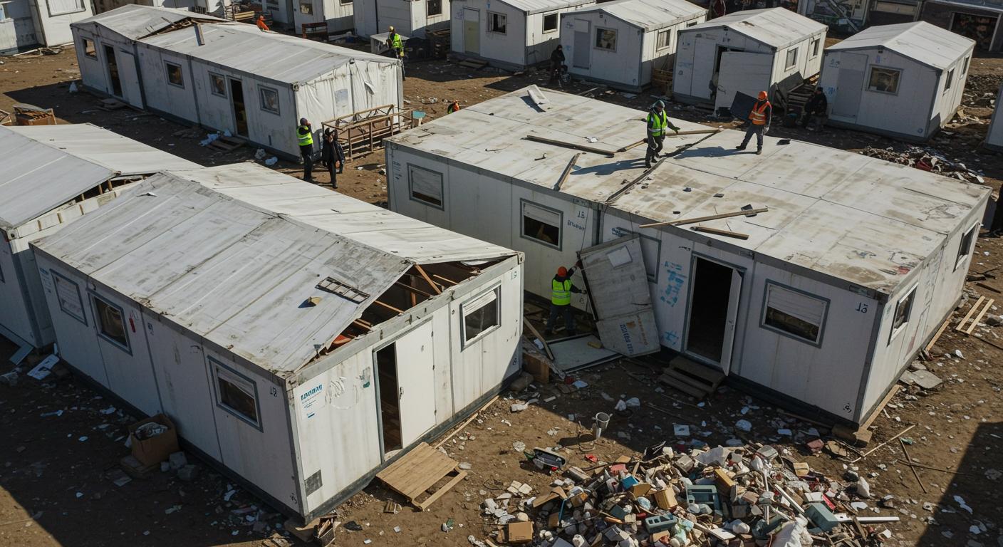 Демонтаж аварийного здания с применением техники