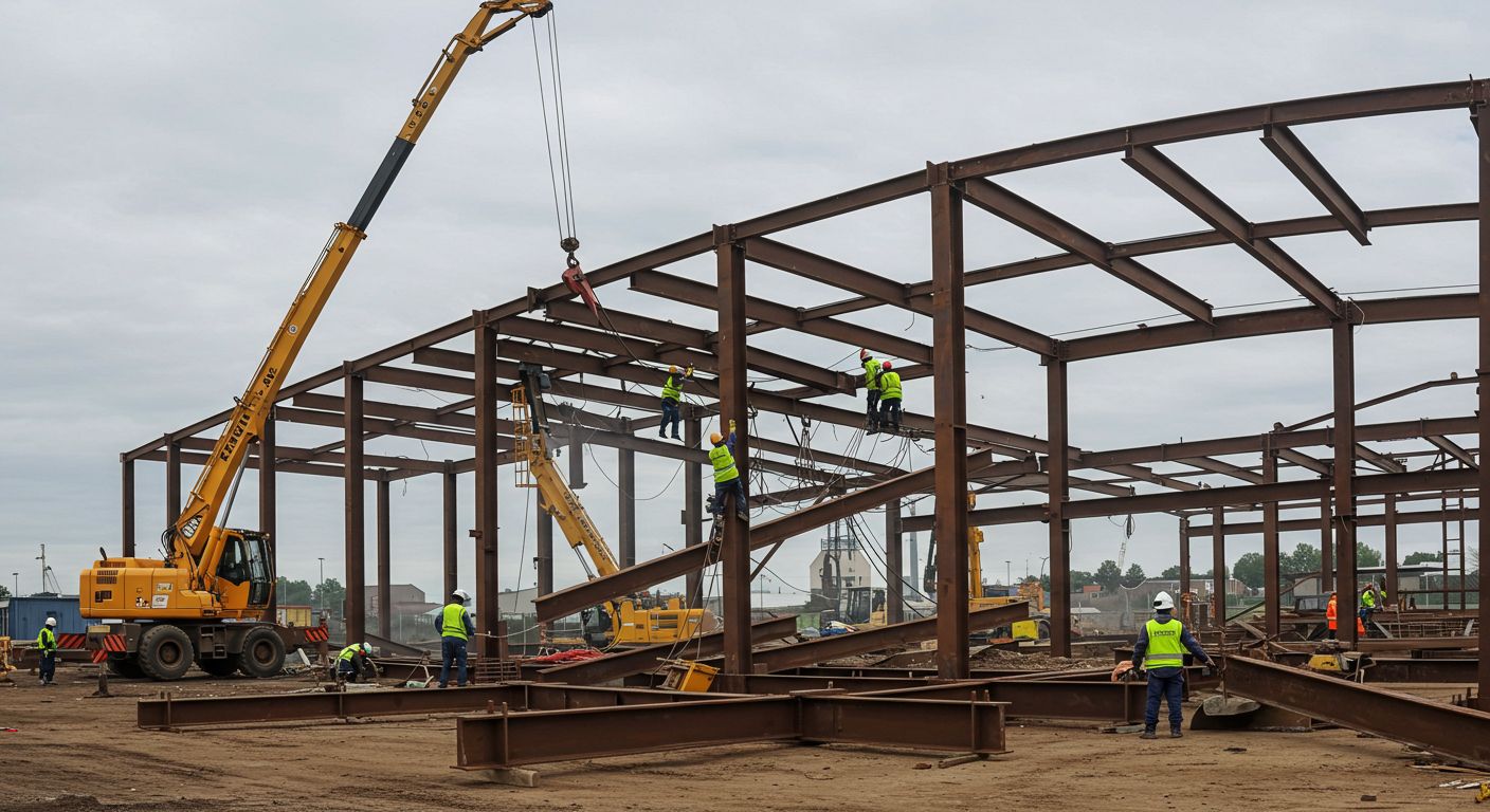 Демонтаж стальных конструкций с использованием крана и спецтехники