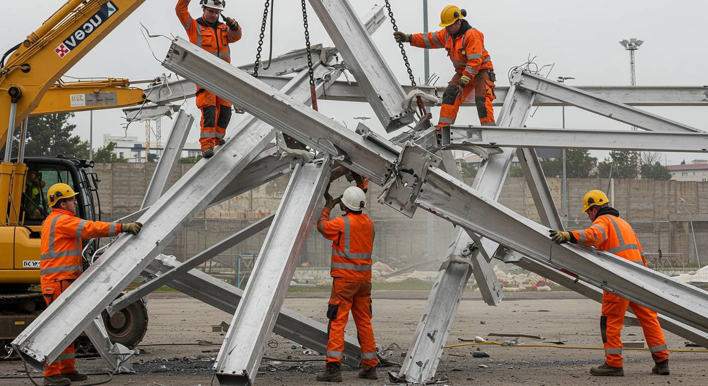 Демонтаж алюминиевых конструкций с использованием спецтехники