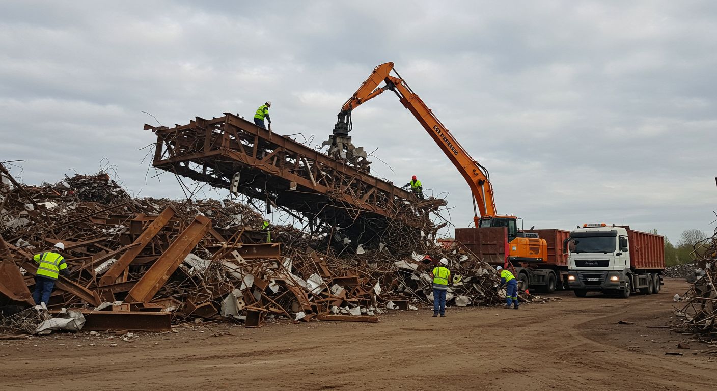 Вывоз крупногабаритного металлолома спецтехникой