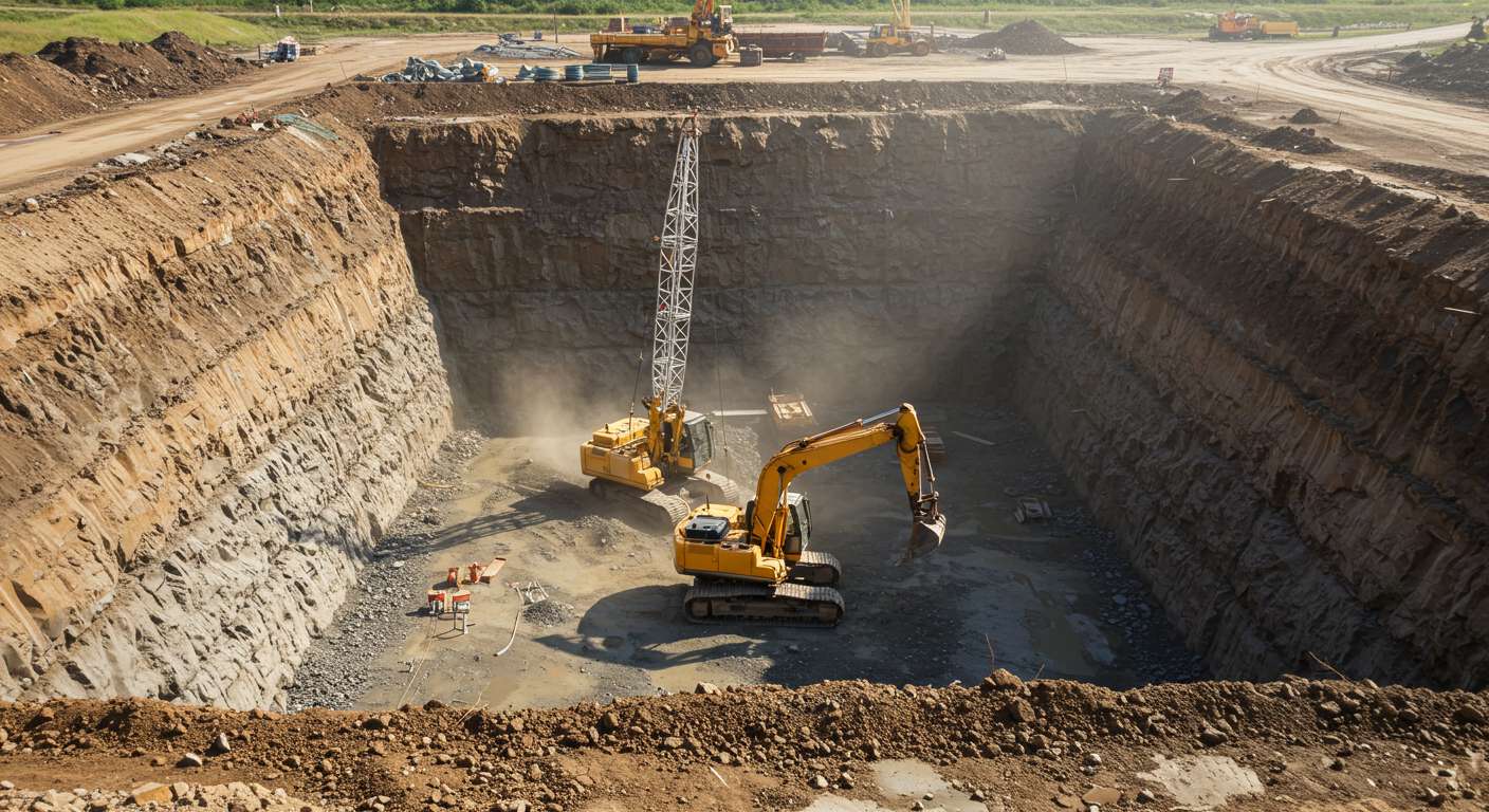 Разработка котлована под заводской корпус