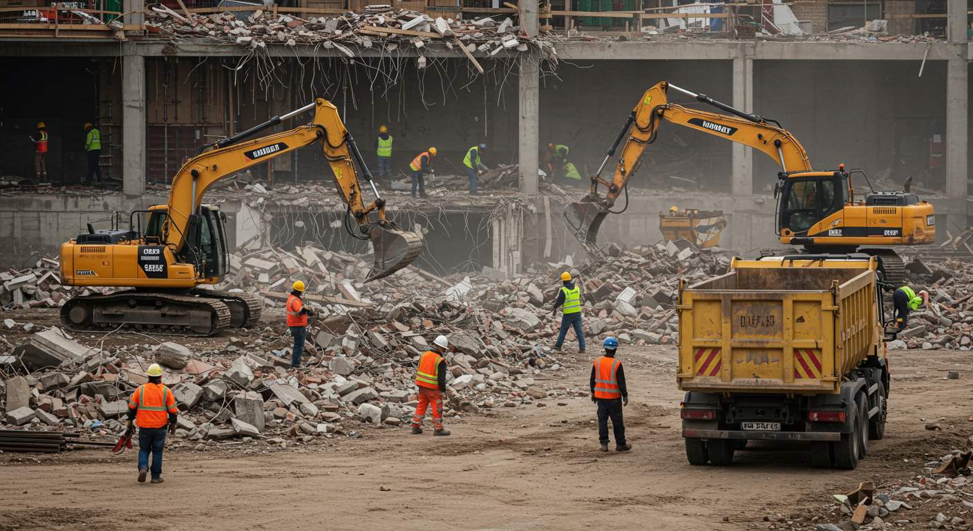 Вывоз строительного мусора с промышленного объекта