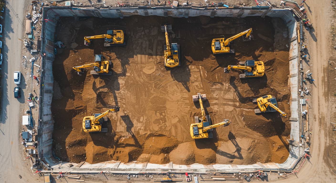 Разработка котлованов экскаваторами