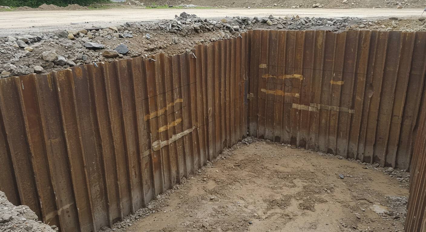 Профилированные листы в ограждении котлованов Секции из профилированного листа для ограждения котлована