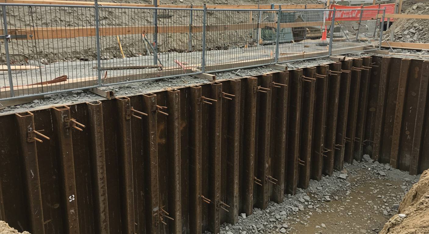 Надежное ограждение котлована из стальных труб Ограждение котлована из стальных труб