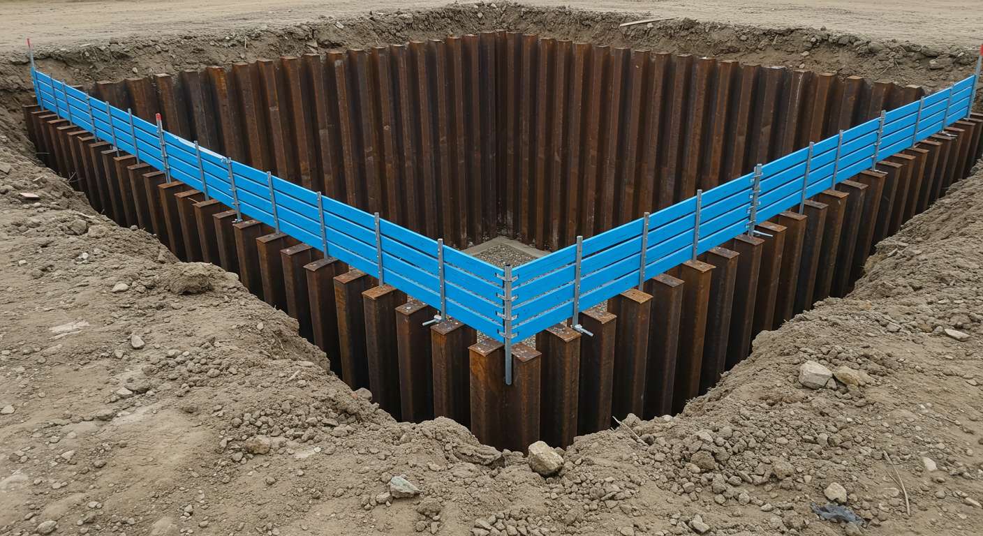 Свайное ограждение котлована на объекте