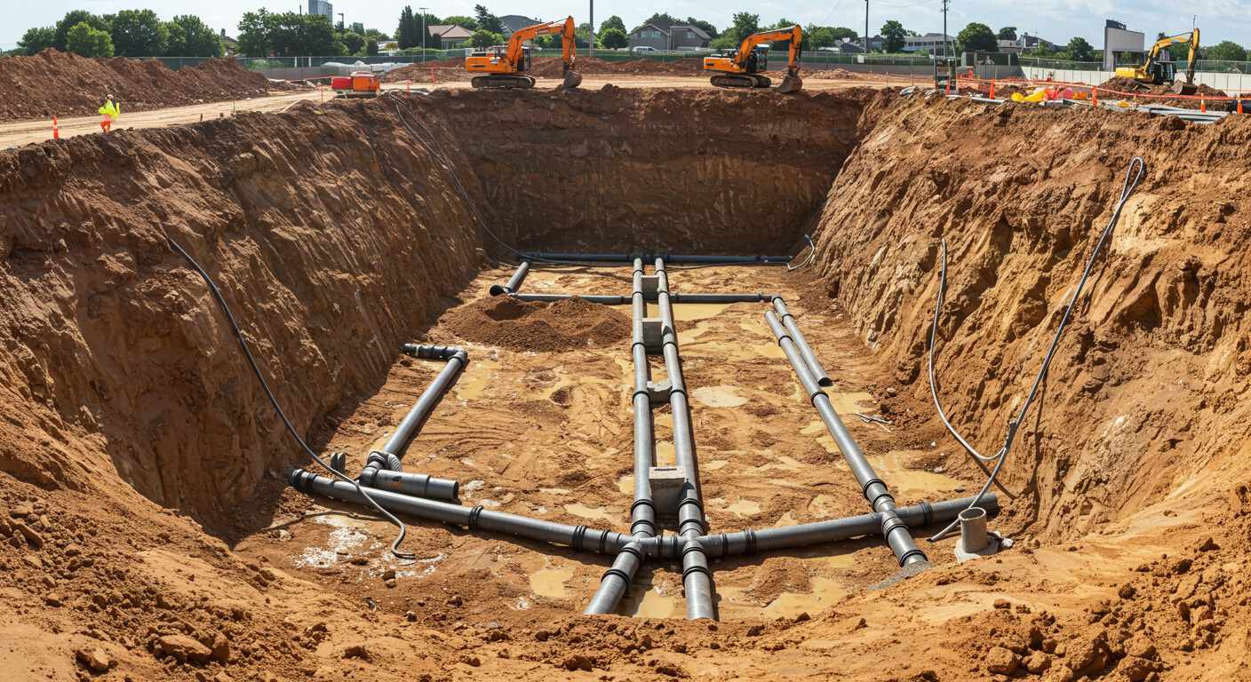 Разработка котлованов с дренажными системами