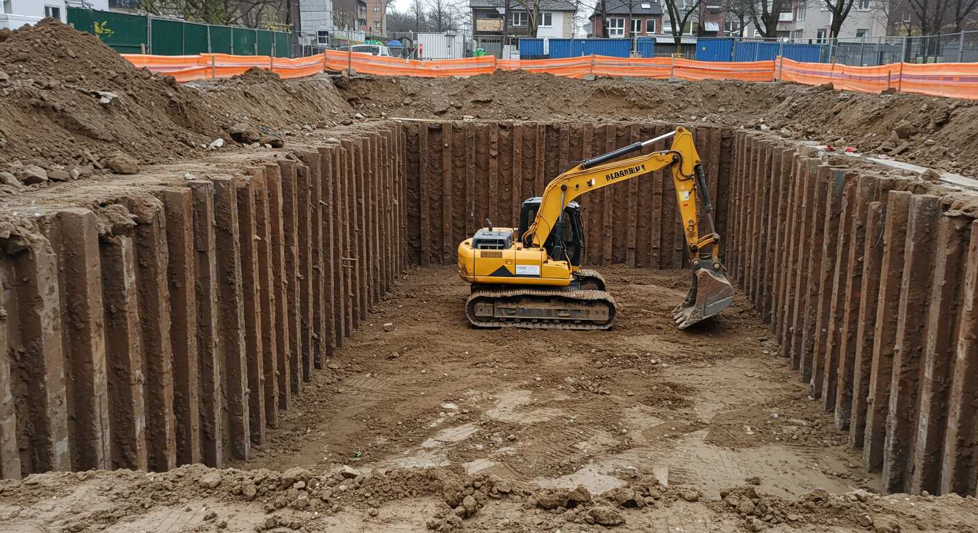 Разработка котлованов с укреплением стенок