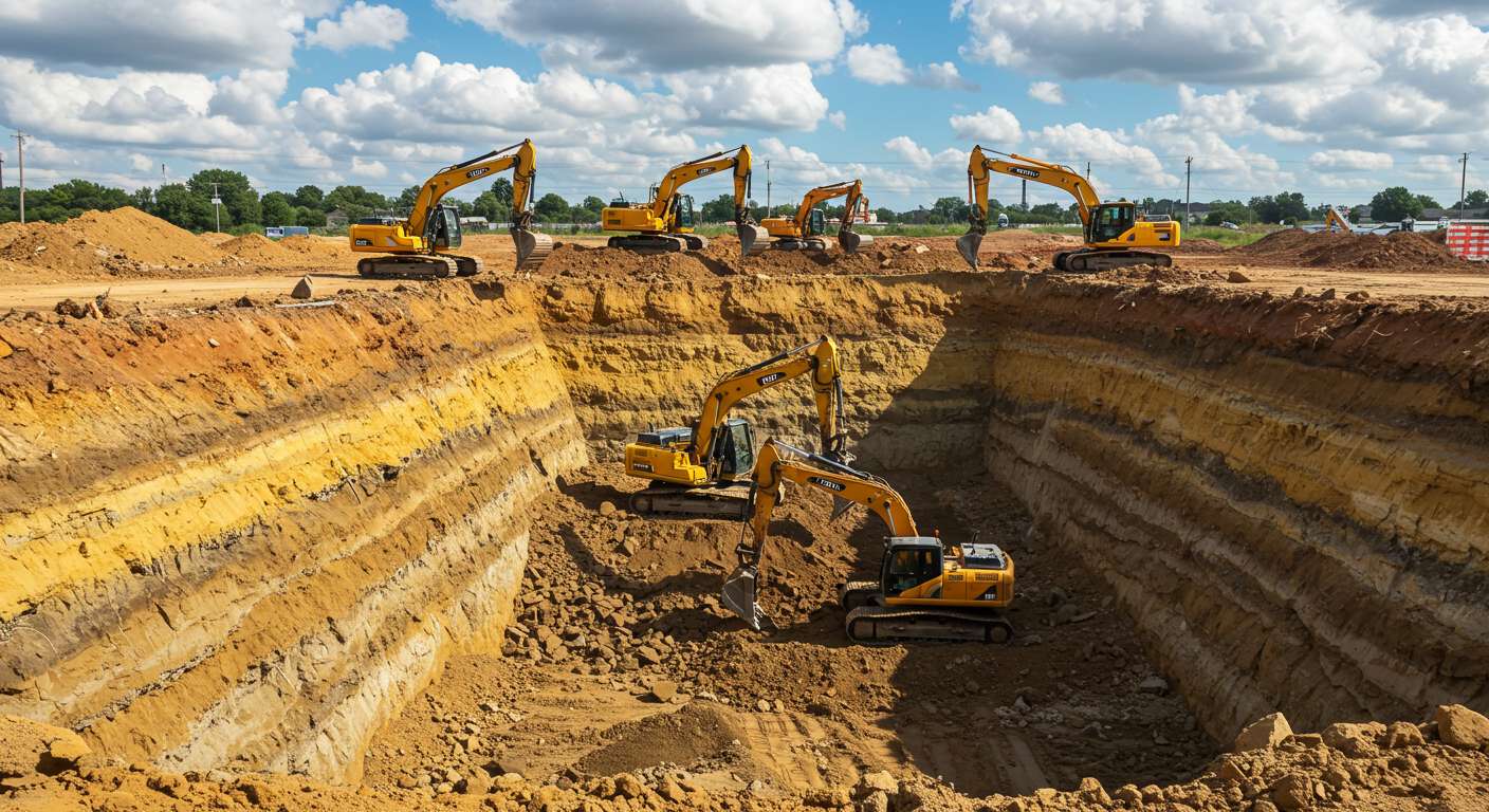 Разработка котлованов экскаваторами