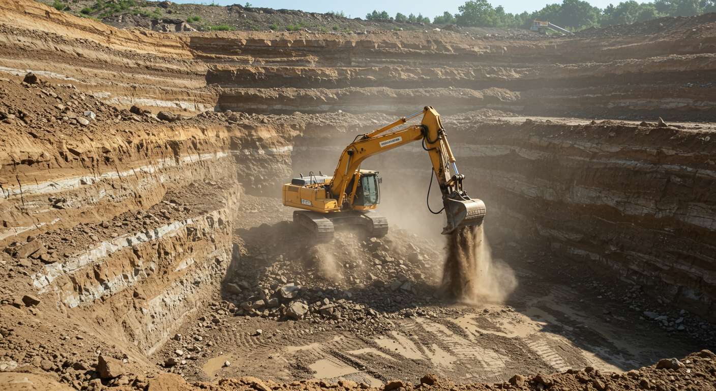 Разработка котлованов с применением гидромолота