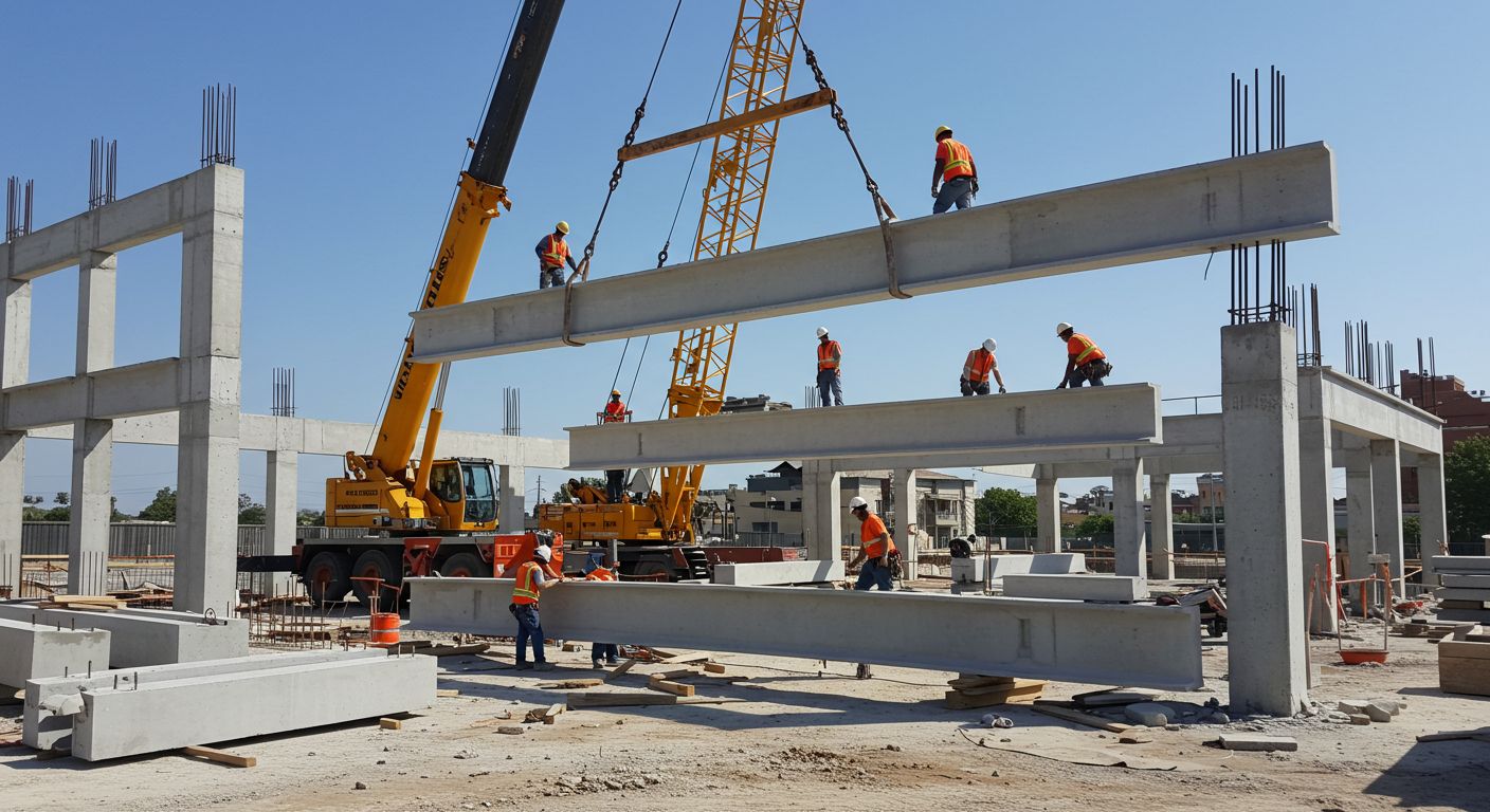 Монтаж сборных железобетонных балок