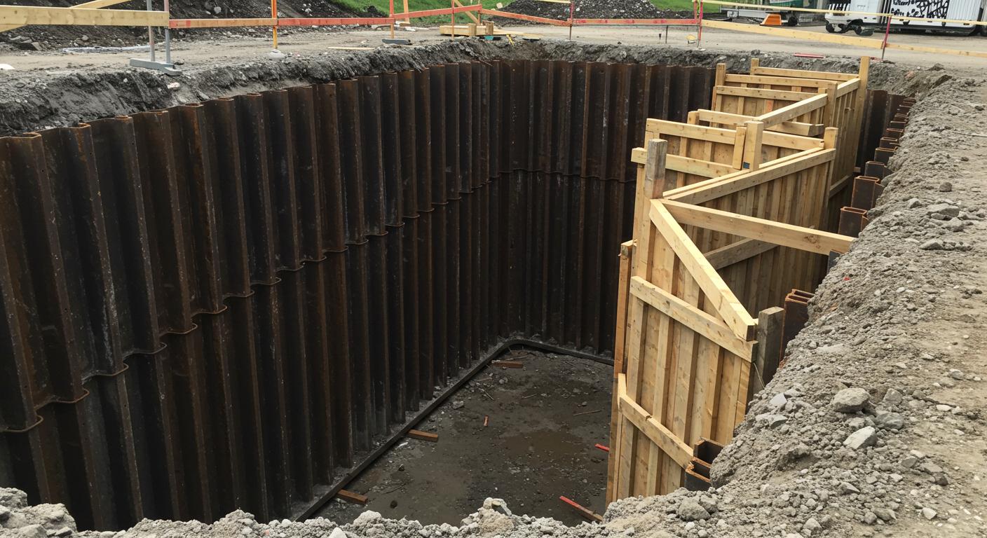 Сборные деревянные конструкции для ограждения котлована