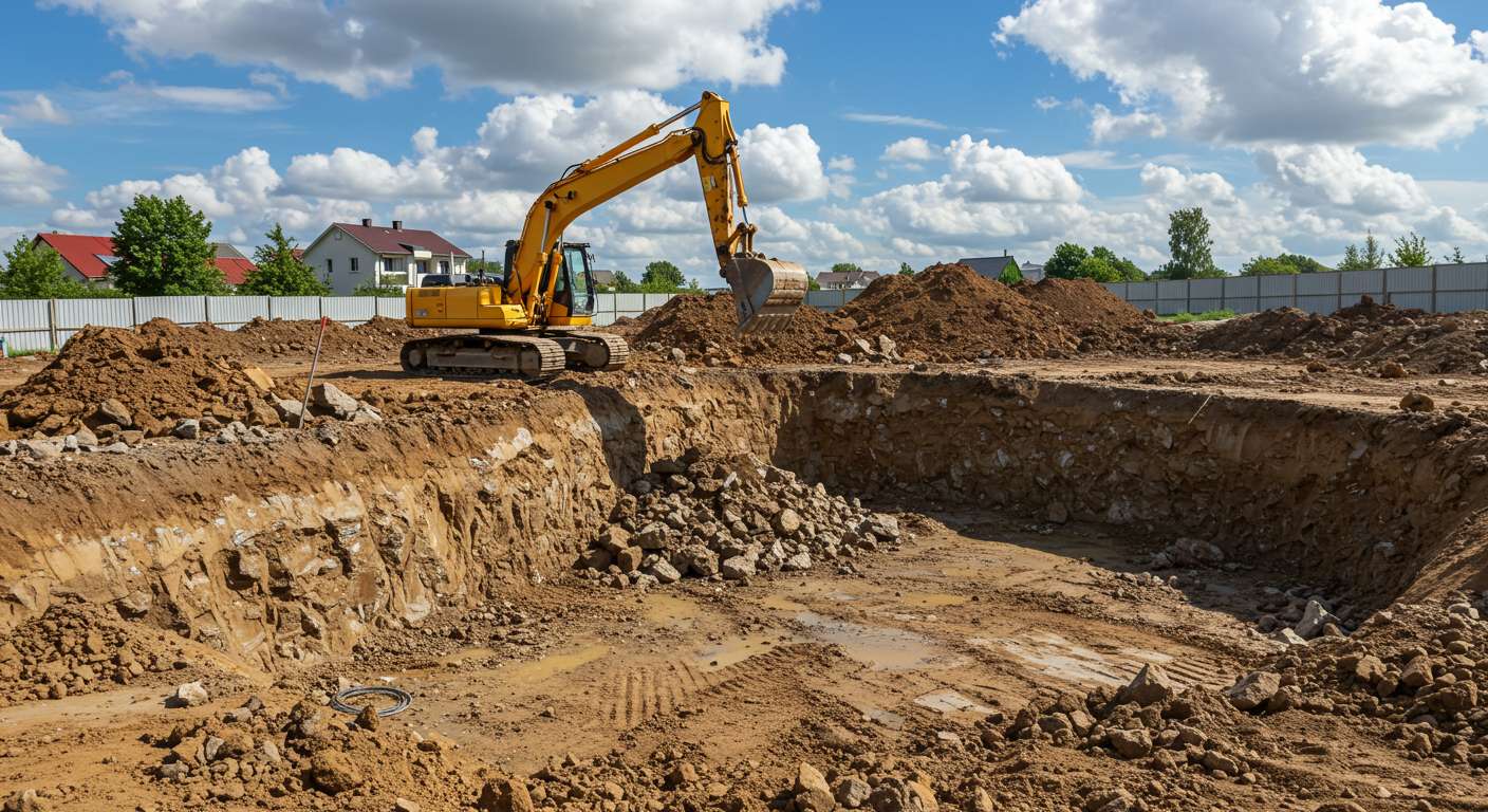Разработка котлована с вывозом скального грунта