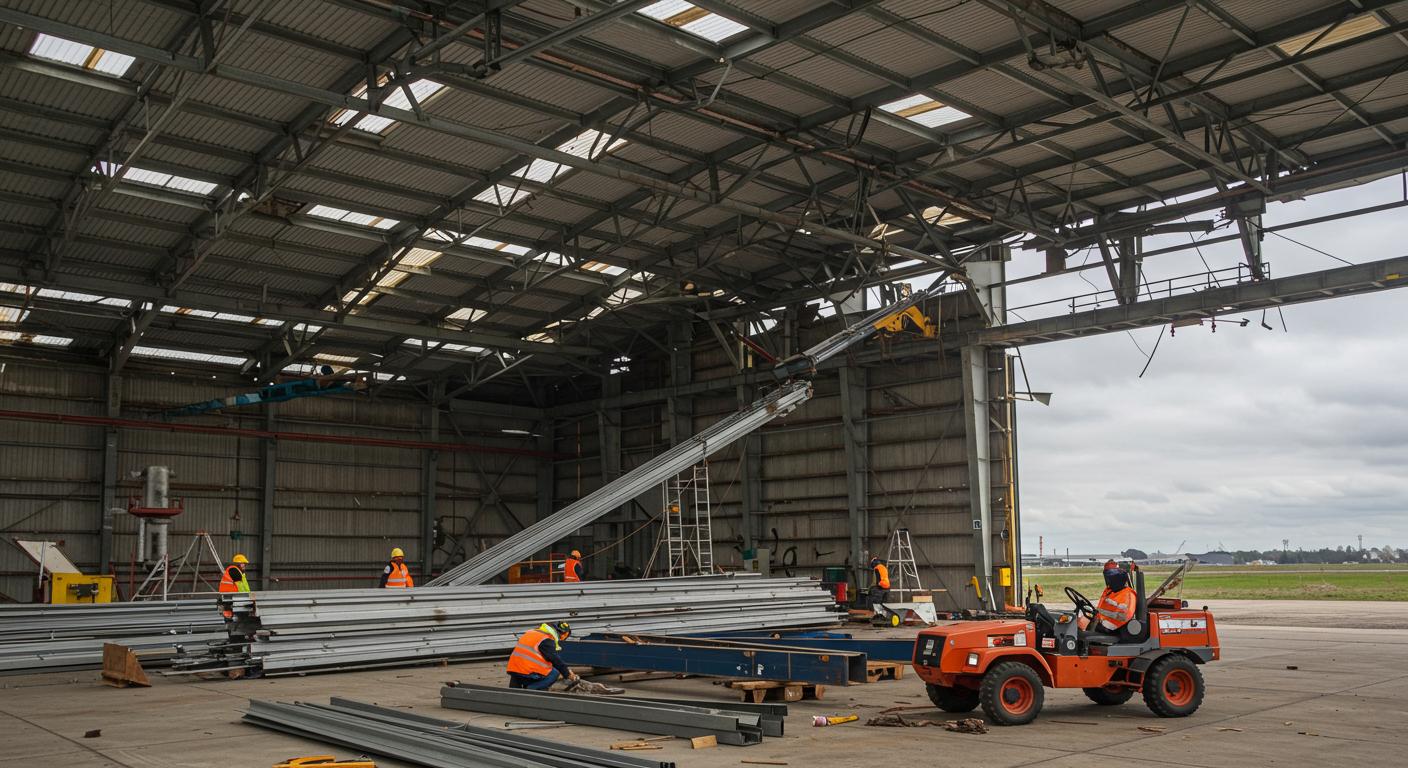 Профессиональный демонтаж металлических ангаров Демонтаж металлического ангара с использованием техники