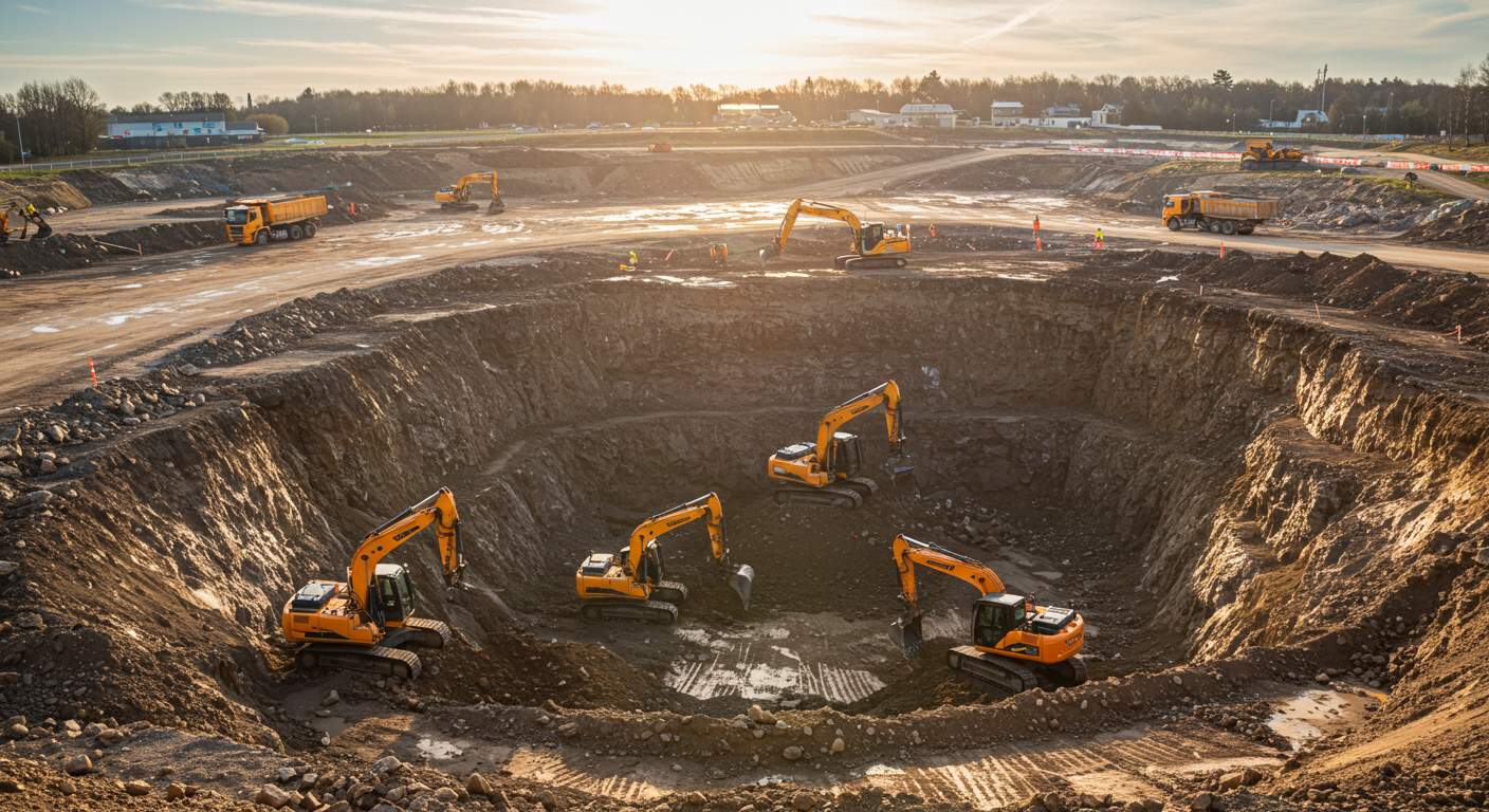 Разработка котлованов экскаваторами