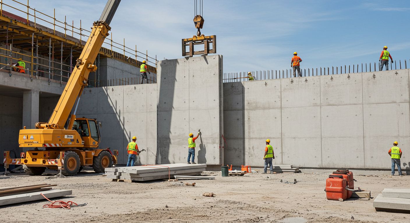 Монтаж сборных железобетонных стеновых панелей