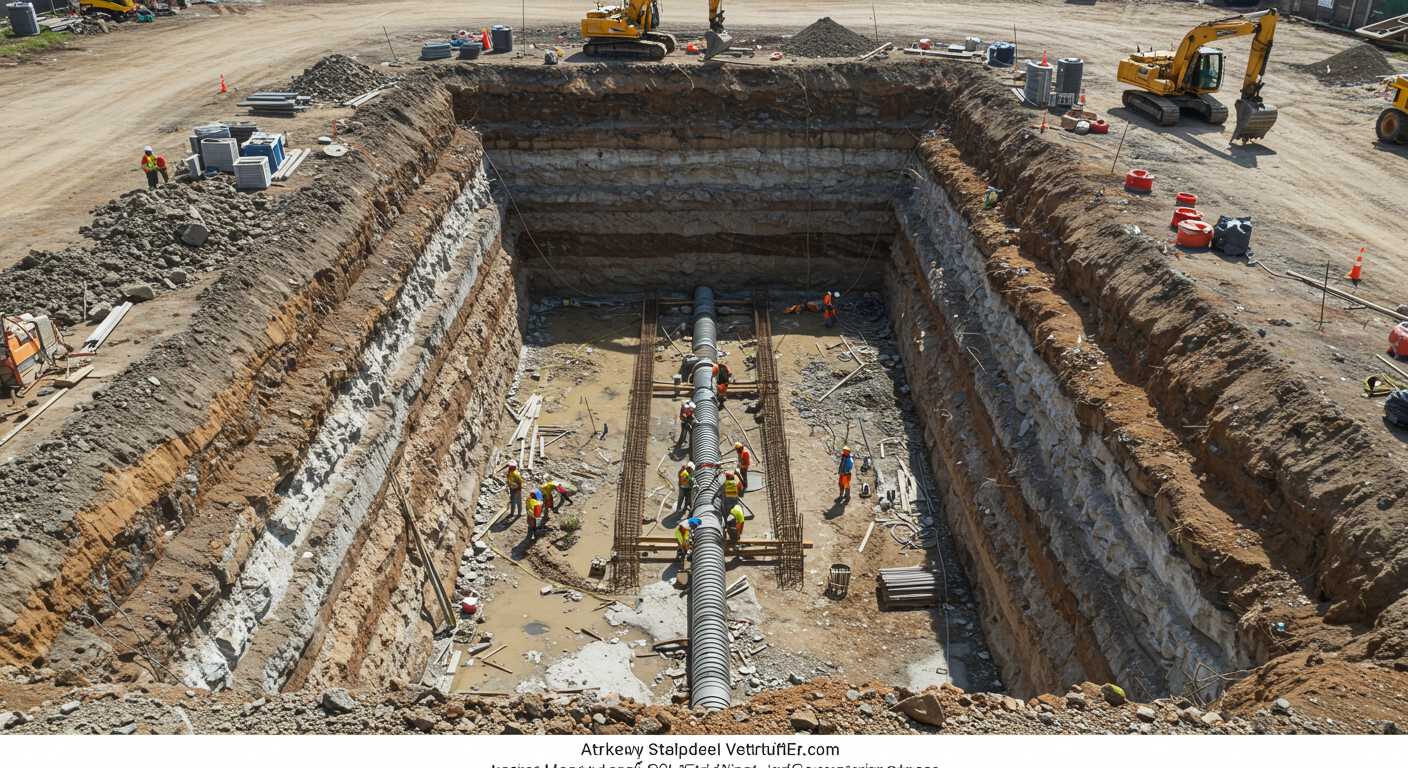 Разработка котлованов с дренажными системами