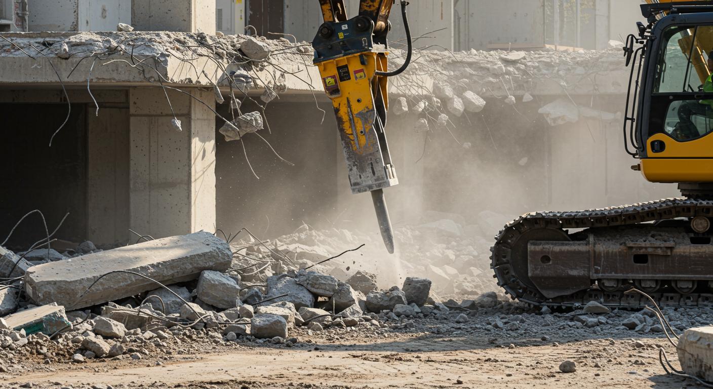 Демонтаж бетонных фундаментов с помощью современной техники