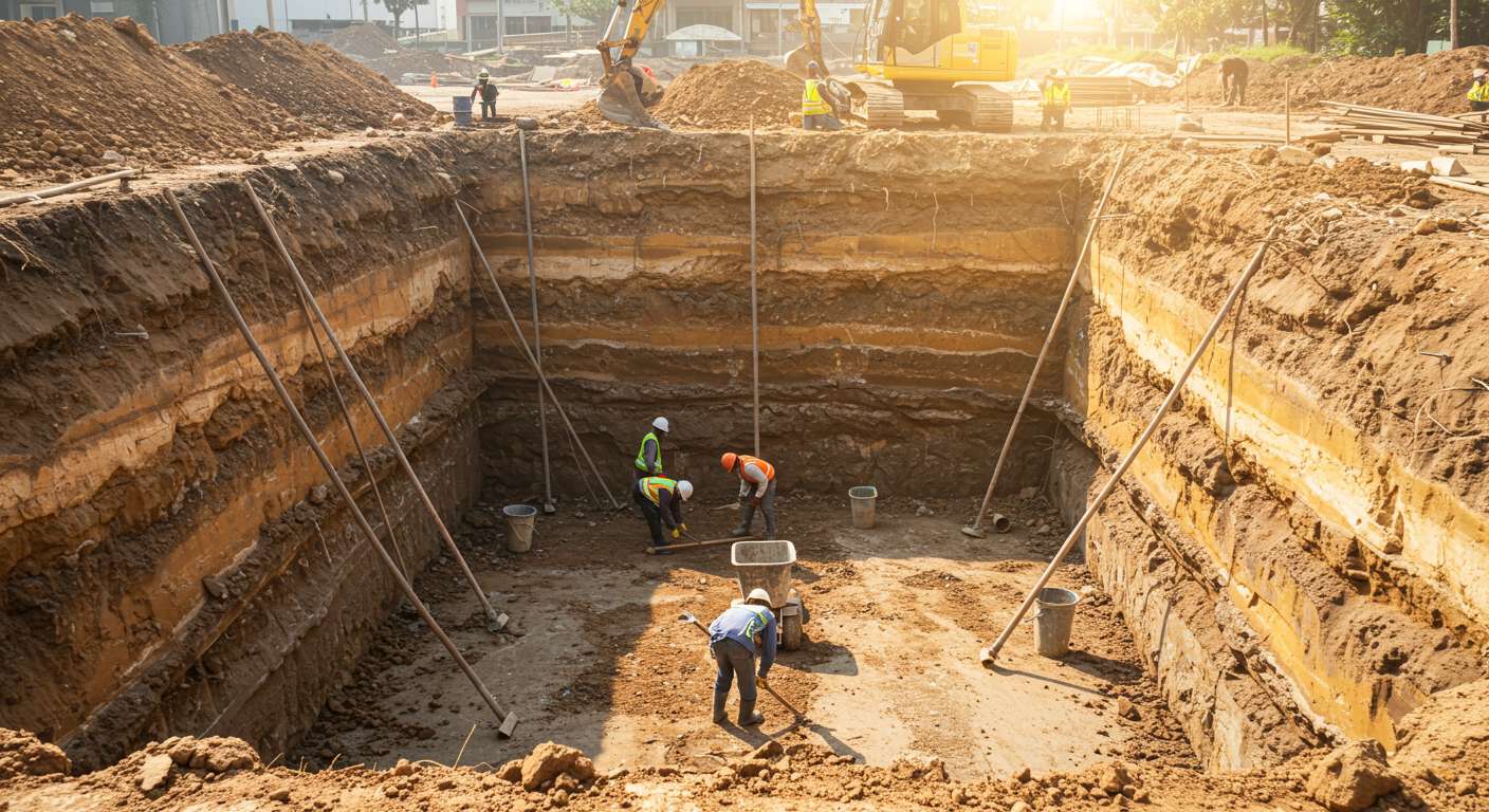 Разработка котлованов с ручным трудом