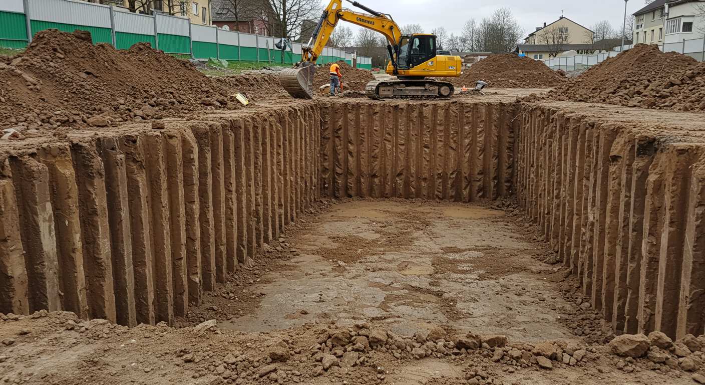 Разработка котлованов с укреплением стенок