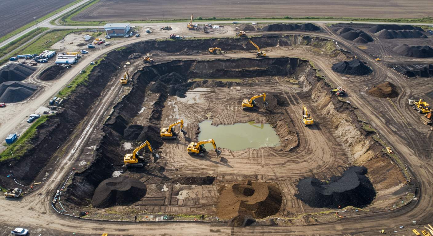 Разработка котлованов с вывозом торфа