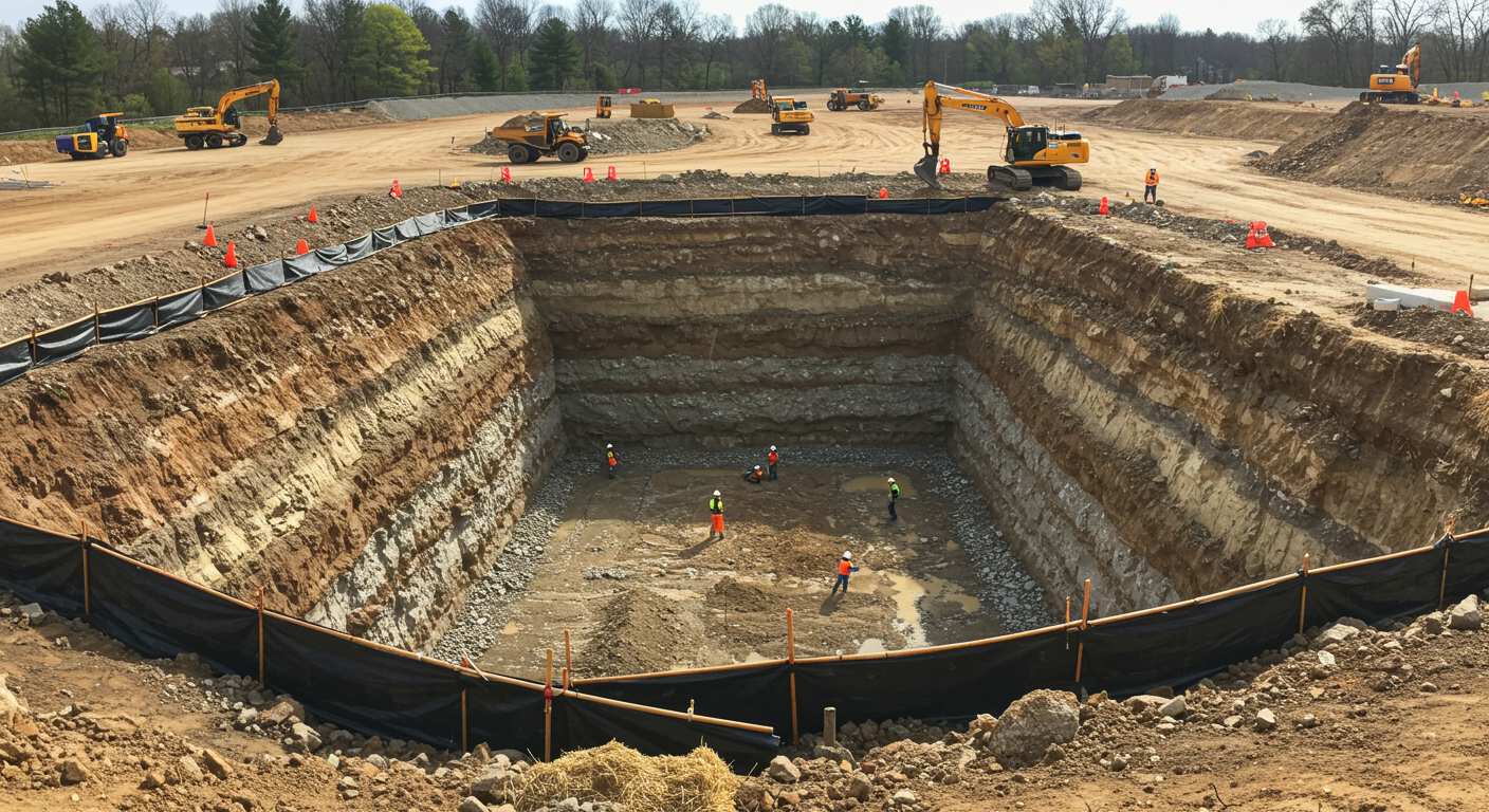 Разработка котлована с контролем осадки