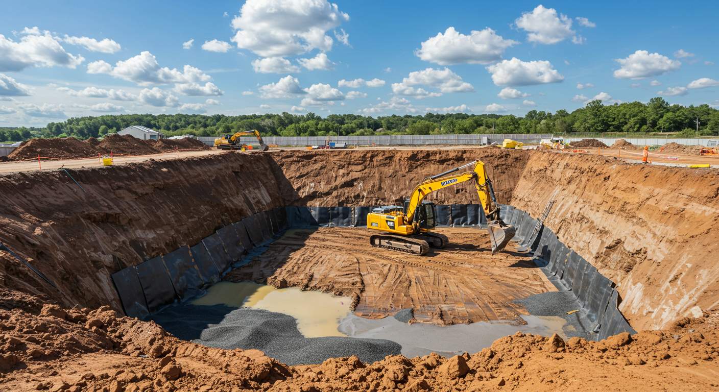 Разработка котлована с гидромолотом