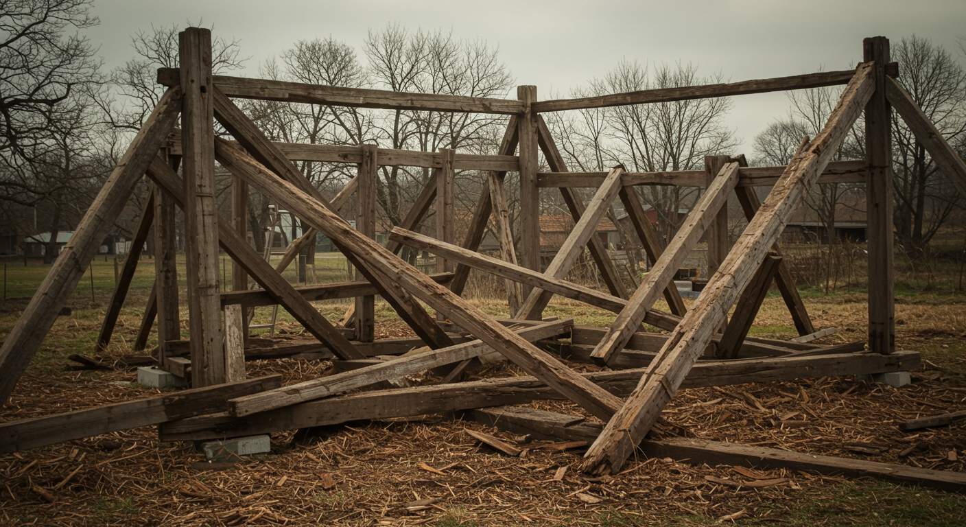 Демонтаж деревянных каркасов