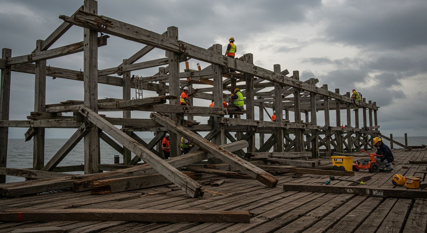 Профессиональный демонтаж деревянных каркасов на промышленном объекте Демонтаж деревянных каркасов с помощью специализированной техники