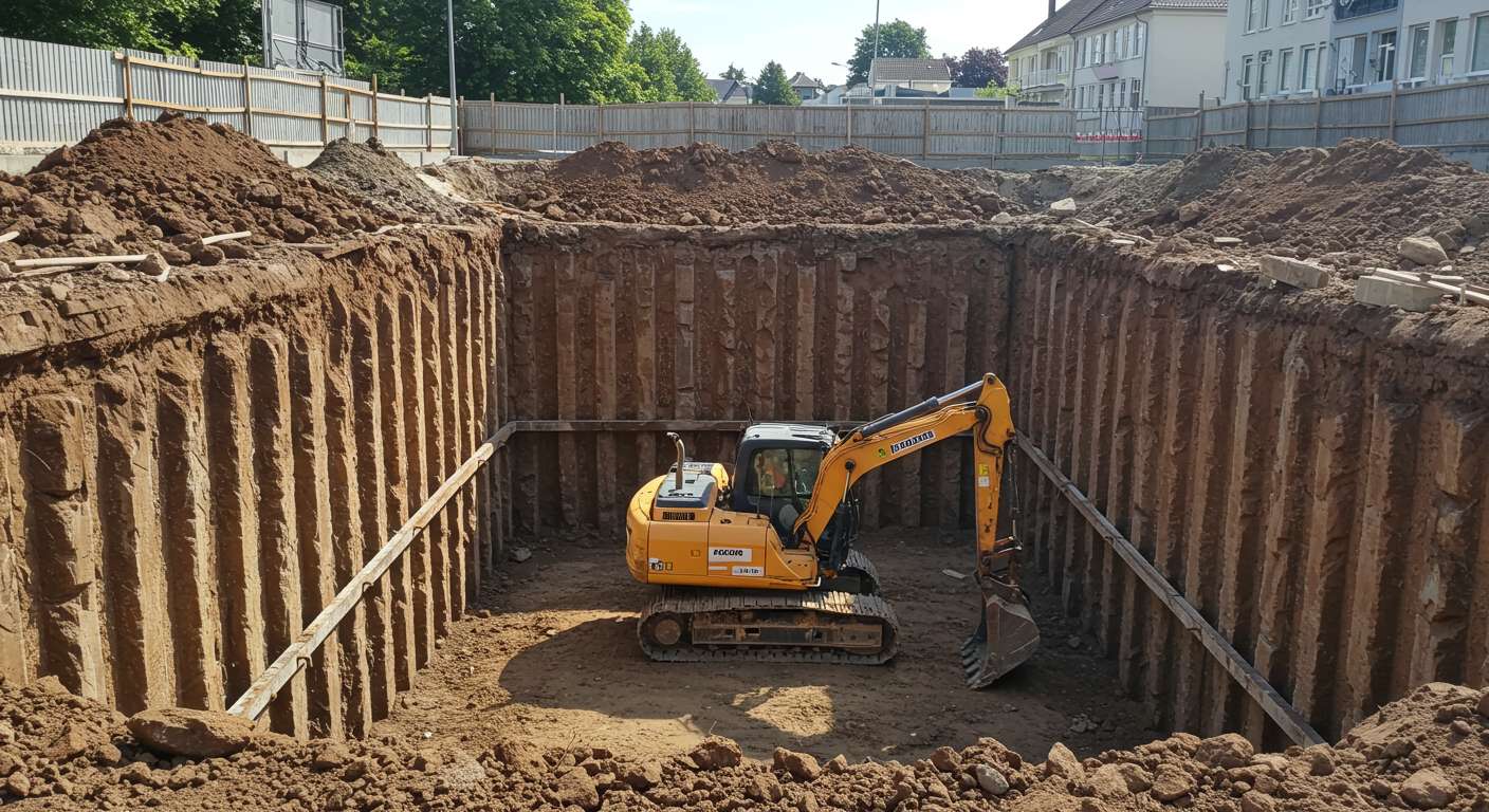 Разработка котлованов с укреплением стенок
