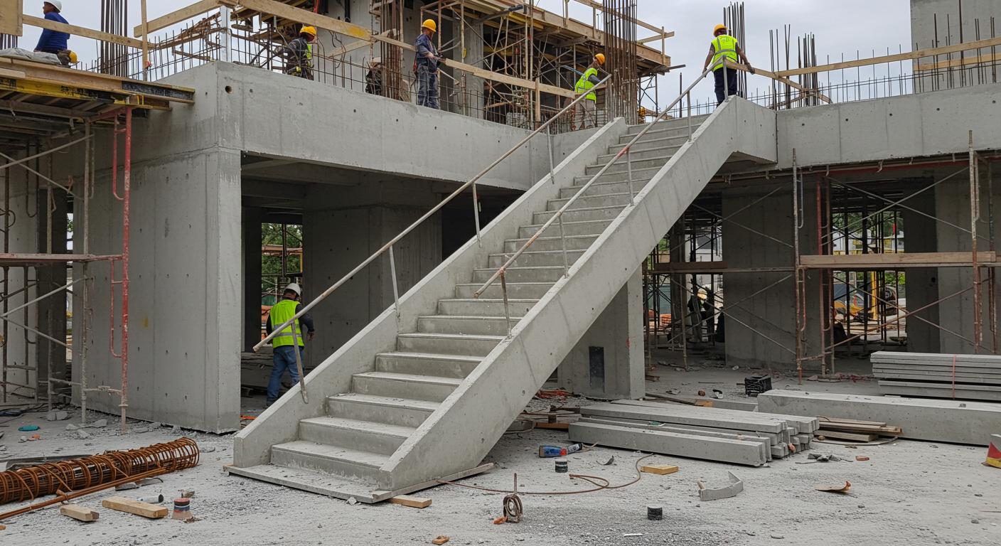 Монтаж сборных железобетонных лестниц