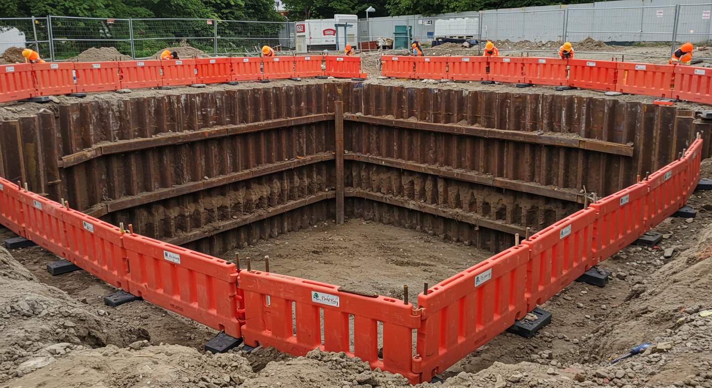 Безопасные и удобные комбинированные модульные ограждения Комбинированные модульные ограждения котлована