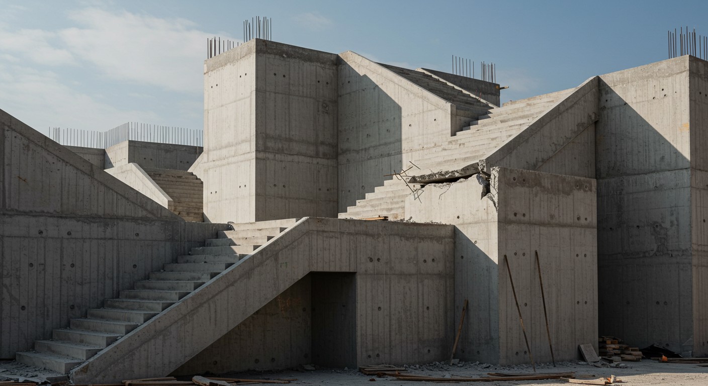 Монолитные лестницы с несъемной опалубкой на строительном объекте