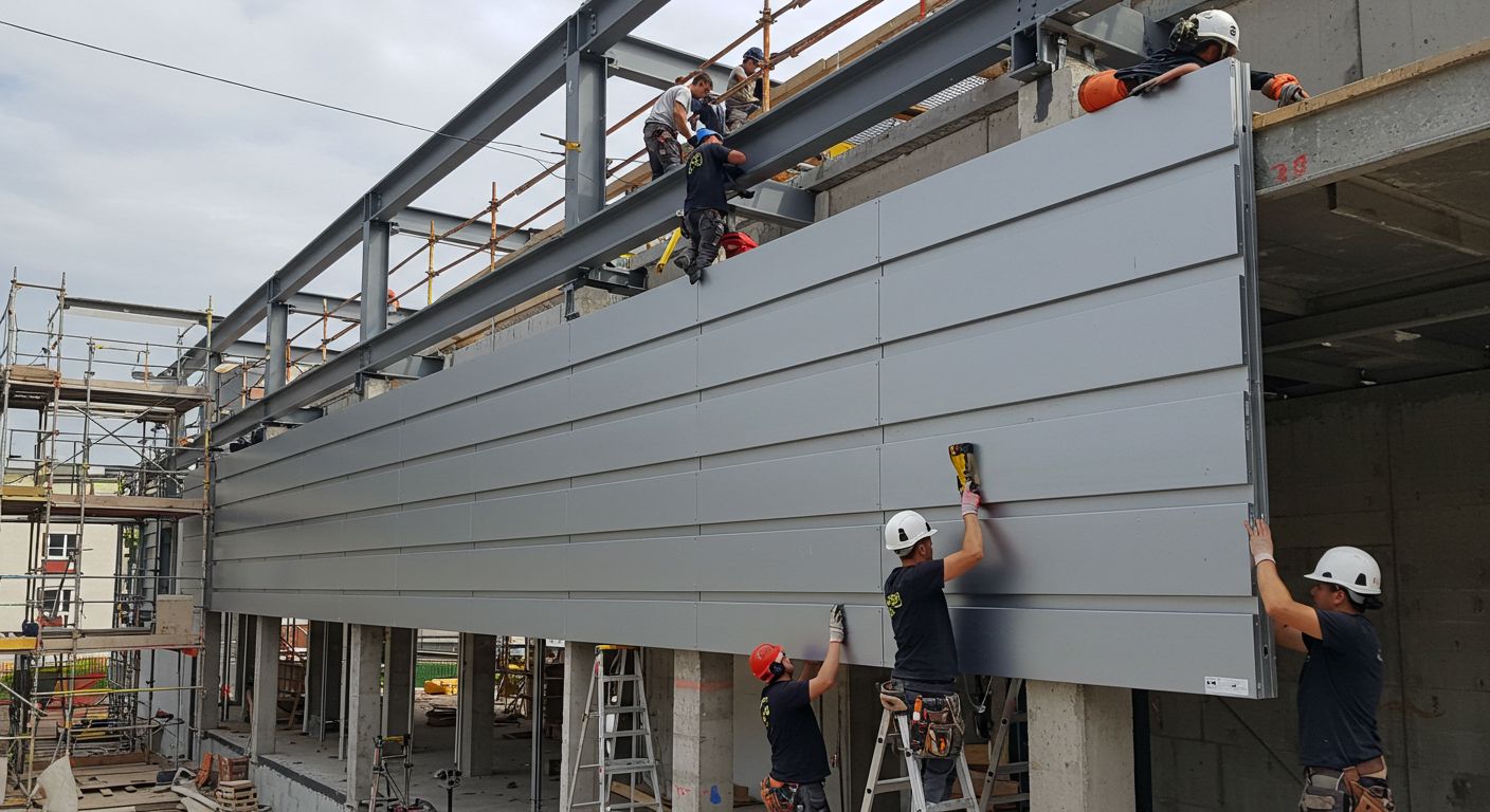 Монтаж алюминиевых фасадных панелей