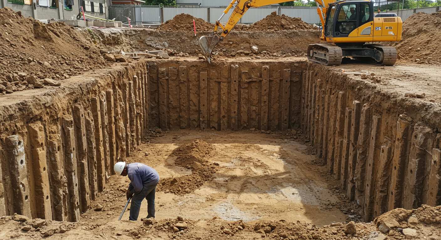 Ручная разработка котлована с укреплением стенок