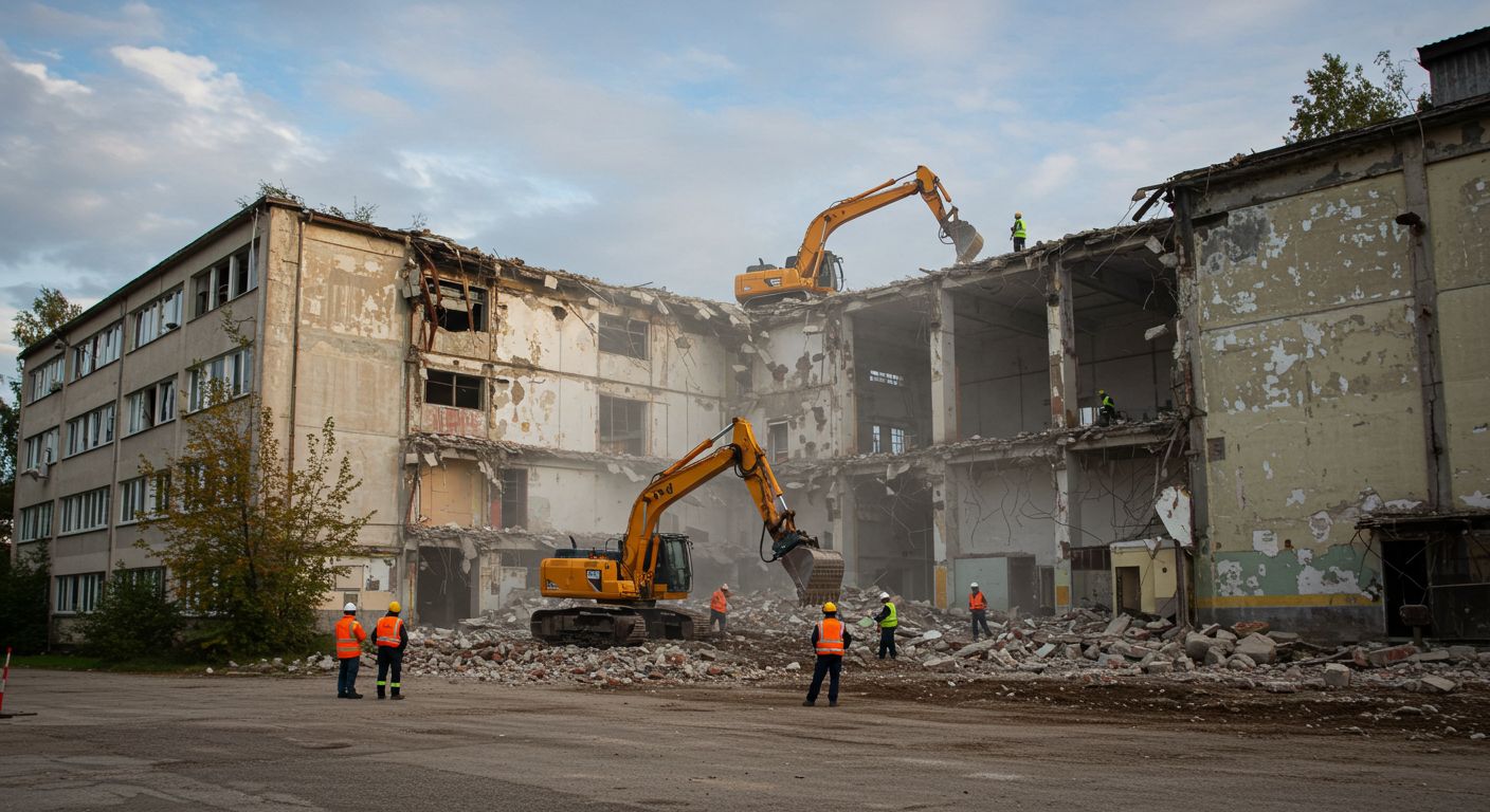 Демонтаж административных зданий заводов