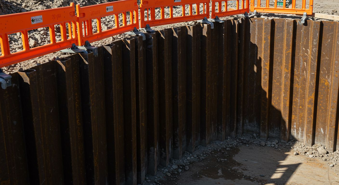 Сварные переносные ограждения на строительной площадке