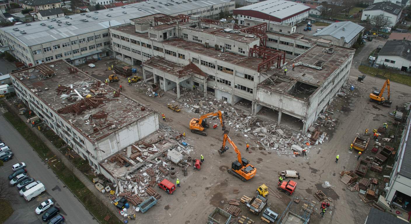 Демонтаж административного здания на заводе
