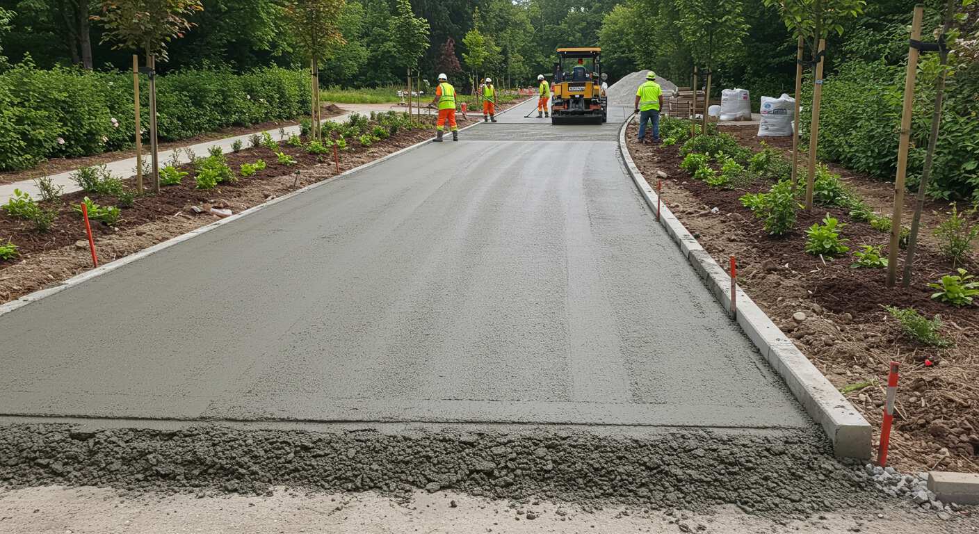 Укладка бетонных дорог