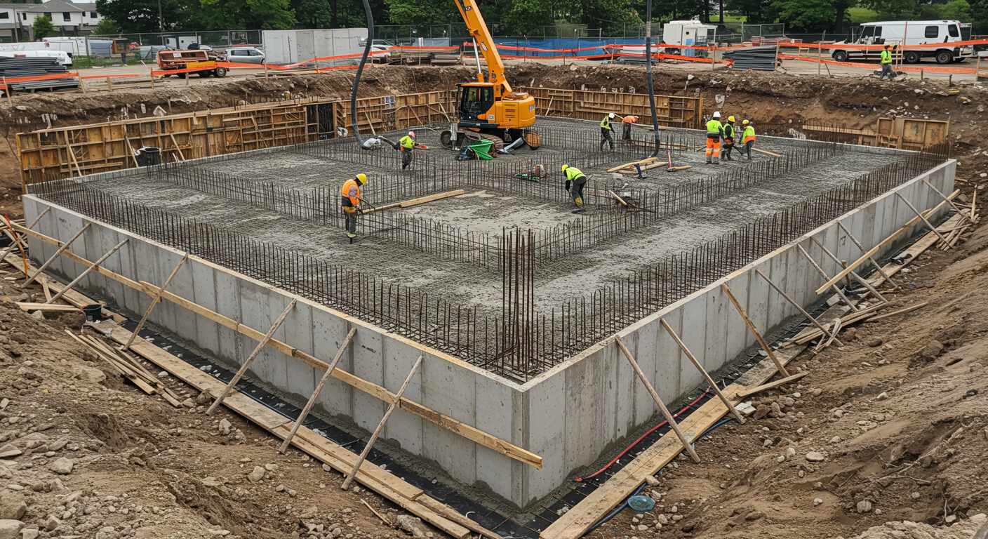 Монолитный фундамент с использованием бетононасоса