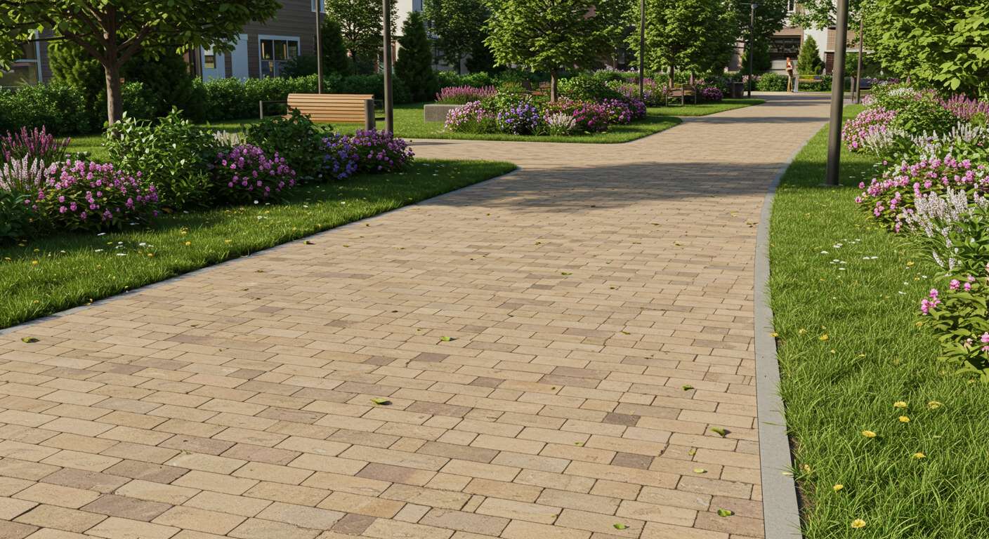 Промышленное мощение пешеходных зон Мощение пешеходной зоны современными материалами