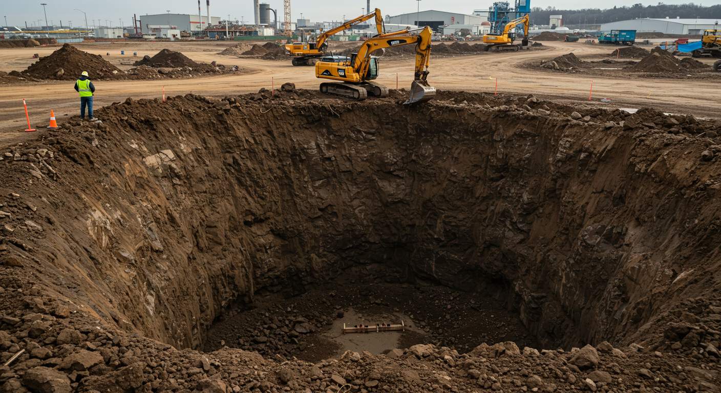Разработка котлована под промышленный объект