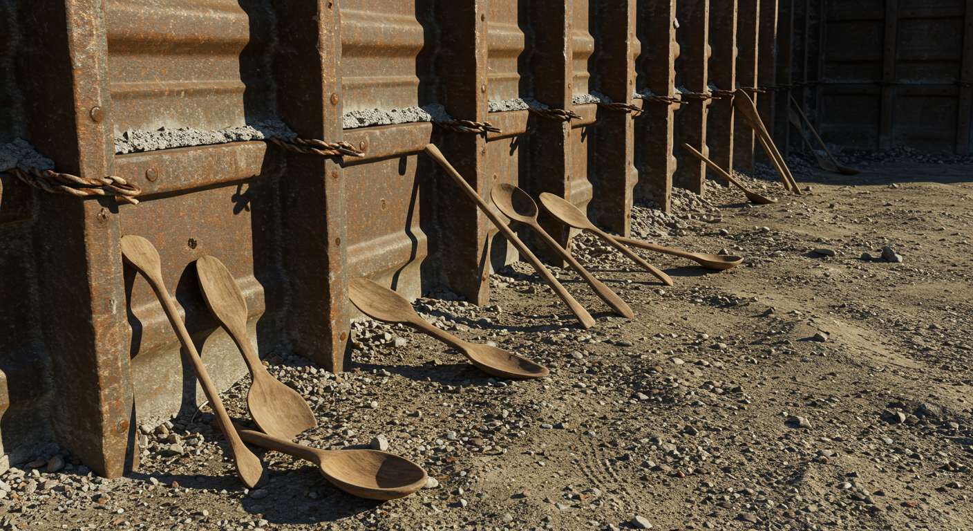 Установка буровых шпунтов на строительной площадке