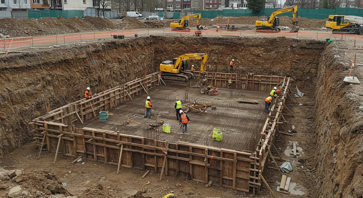 Разработка котлованов с креплением шпунтом